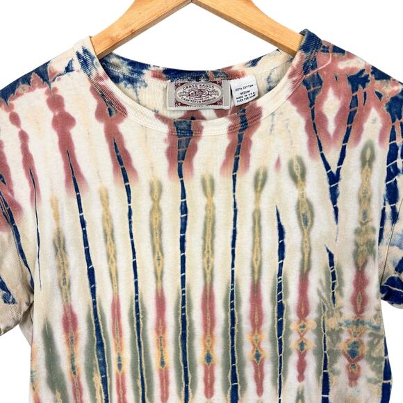 Vintage Y2K Grass Rags 100% Cotton Made in USA Ribbed Earthy Tie Dye Tee Sz M - Picture 5 of 8